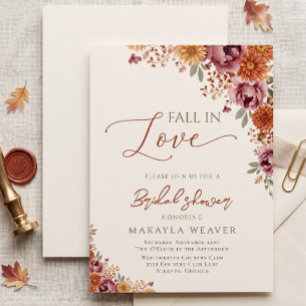 Invitación Ducha de novia de otoño Terracota Enamorarse
