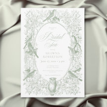 Ducha de Novia de Pájaros Verdes Elegantes