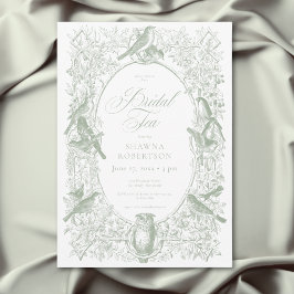 Invitación Ducha de Novia de Pájaros Verdes Elegantes