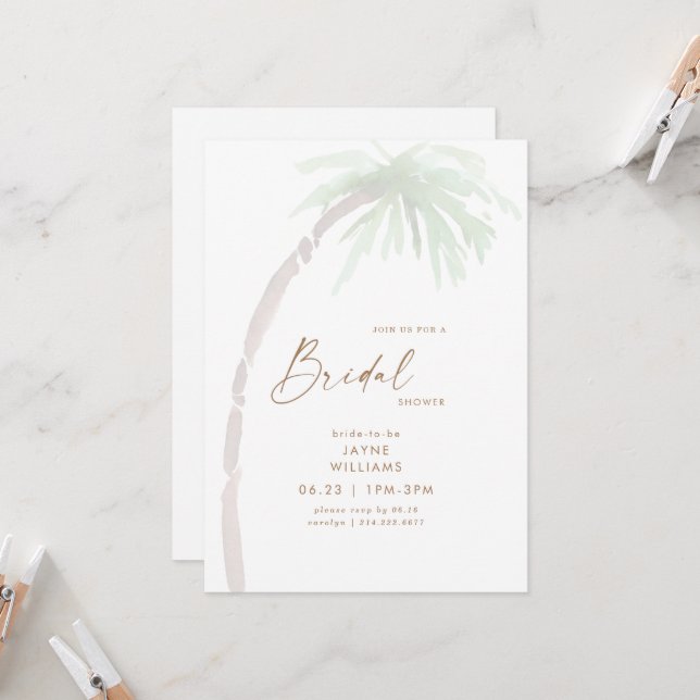 Invitación Ducha de Novia de Palma Tropical (Anverso/Reverso In Situ)