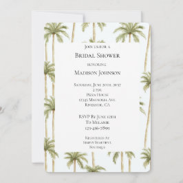 Invitación Ducha de novia de palmeras blancas verdes tropical