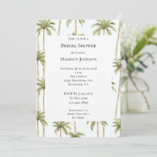 Invitación Ducha de novia de palmeras blancas verdes tropical
