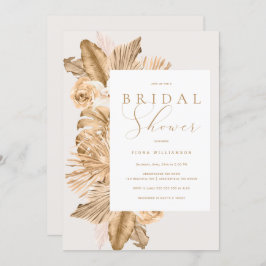 Invitación Ducha de novia de pampas secas de oro tropical