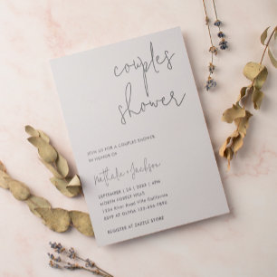 Invitación Ducha de novia de parejas blanquecinas con escritu