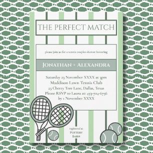 Invitación Ducha de novia de parejas de tenis Green Perfect M