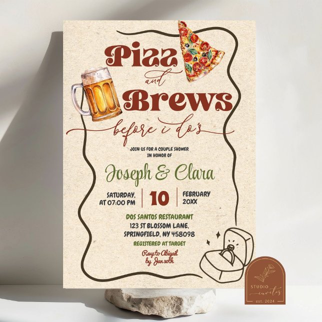 Invitación Ducha de novia de parejas Pizza Brews Before I Do (Subido por el creador)