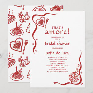 Invitación Ducha de Novia de Pasta Italiana Caprichosa Doodle