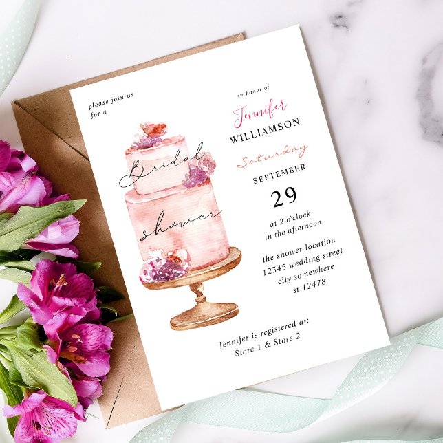 Invitación Ducha de novia de pastel rosa (Subido por el creador)
