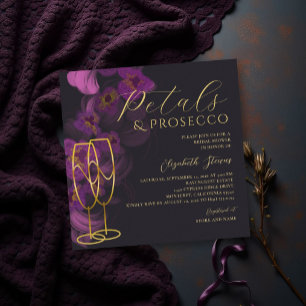 Invitación Ducha de Novia de Pétalos de Orquídea Púrpura Pros