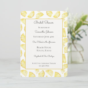Invitación Ducha de Novia de Piñas Amarillas Tropicales