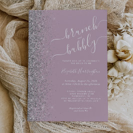 Invitación Ducha de novia de plata brunch y bubbly Dusty Lila