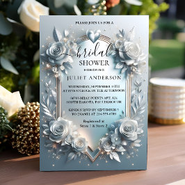 Invitación Ducha de novia de plata de gama alta brillante Met