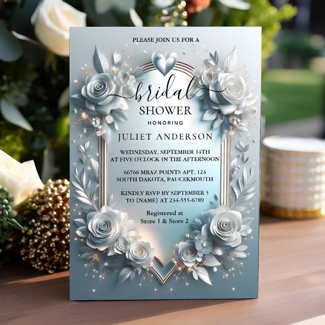Invitación Ducha de novia de plata de gama alta brillante Met (Subido por el creador)
