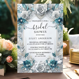 Invitación Ducha de novia de plata de gama alta brillante met