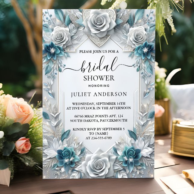 Invitación Ducha de novia de plata de gama alta brillante met (Subido por el creador)