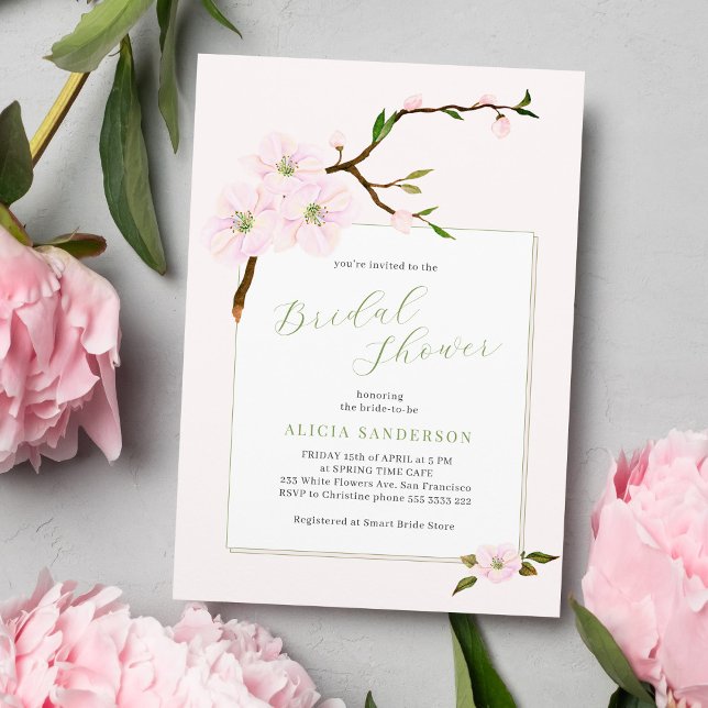 Invitación Ducha de novia de primavera rosa rubia (Subido por el creador)