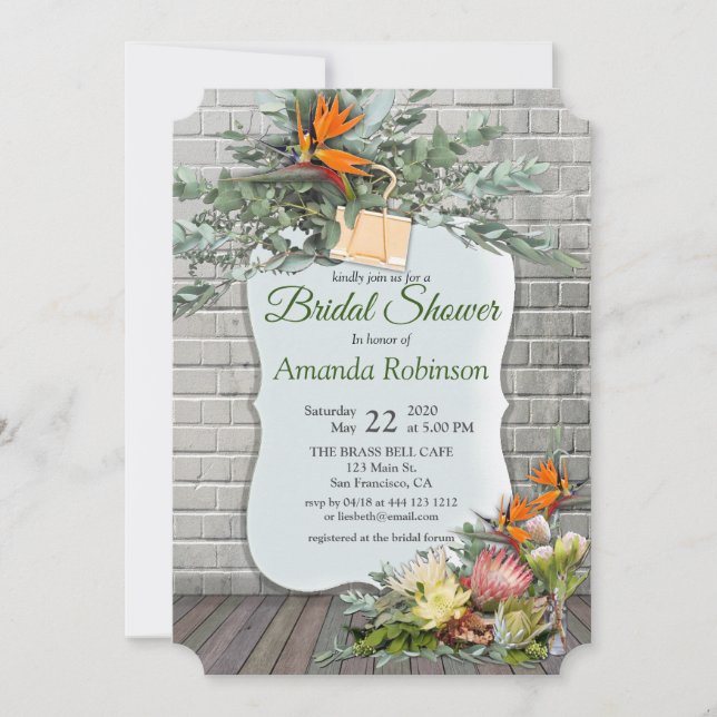 Invitación Ducha de novia de Protea - Flor de Strelitzia (Anverso)