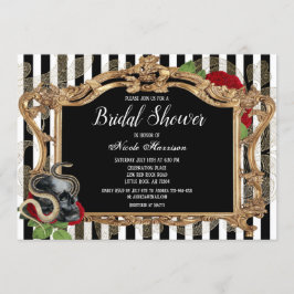 Invitación Ducha de novia de rayas negras góticas de Victoria