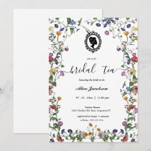 Invitación Ducha de novia de regencia floral vintage