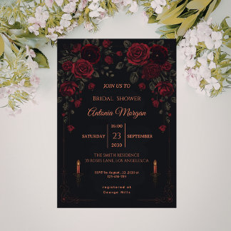 Invitación Ducha de novia de romance oscuro victoriano elegan