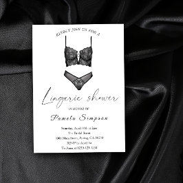 Invitación Ducha de Novia de Ropa Interior Black Ooh La La