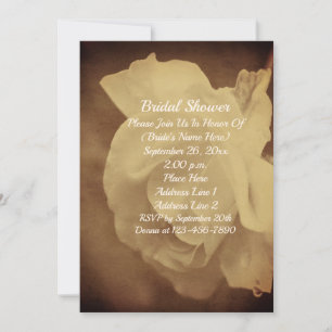 Invitación Ducha de novia de rosa blanca envejecida en sepia