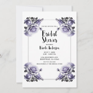 Invitación Ducha de Novia de Rosas Lavanda Violeta Delicada