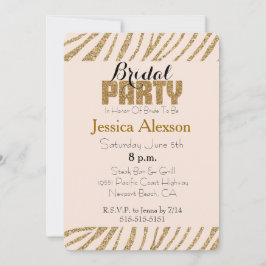 Invitación Ducha de novia de Rubor Gold Zebra Print Faux Purp