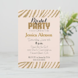 Invitación Ducha de novia de Rubor Gold Zebra Print Faux Purp