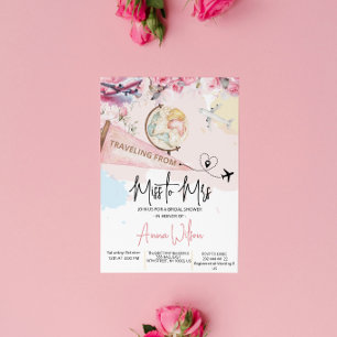 Invitación Ducha de Novia de Señorita a Señora Floral de Viaj