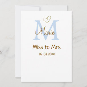 INVITACIÓN DUCHA DE NOVIA DE SEÑORITA A SEÑORA MONOGRAMA CORA