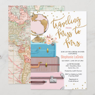 Invitación Ducha de Novia: De Señorita a Señora Viajando
