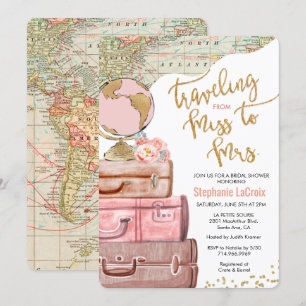 Invitación Ducha de Novia: De Señorita a Señora Viajando