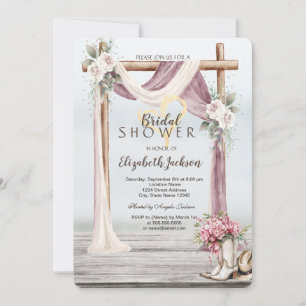 Invitación Ducha de novia de sombrero y botas vaqueras de arb