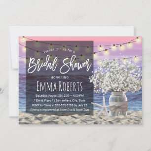 Invitación Ducha de novia de Starfish Beach Breath Jar para e