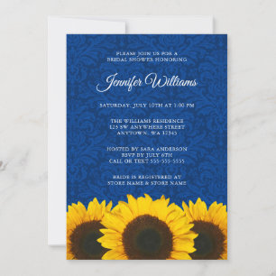 Invitación Ducha de novia de Sunflower Blue Damask