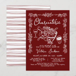 Invitación Ducha de novia de tablero de embutidos de mano
