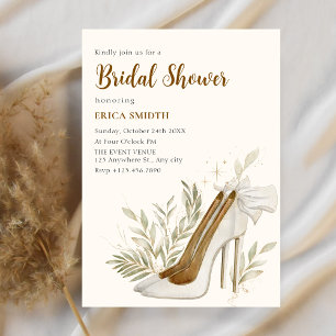Invitación Ducha de novia de tacones altos con flores