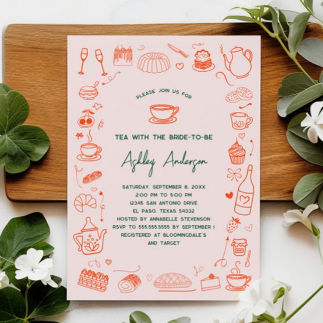 Invitación Ducha de novia de té caprichosa (Subido por el creador)