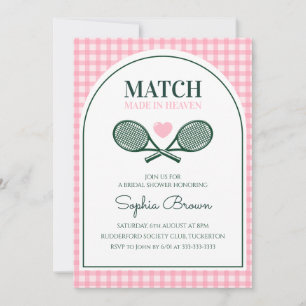 Invitación Ducha de Novia de Tenis con Arco Verde y Cuadros R