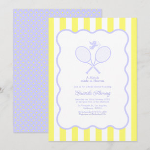 Invitación Ducha de Novia de Tenis Lavanda y Amarillo Mantequ