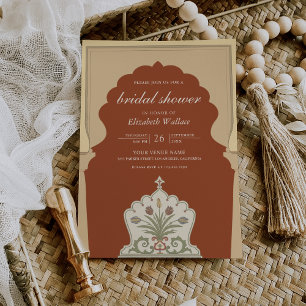 Invitación Ducha de novia de terracota de marfil étnico indio