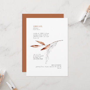 Invitación Ducha de Novia de Terracota Moderna con Follaje