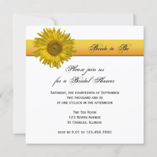 Invitación Ducha de novia de tira de girasol amarillo