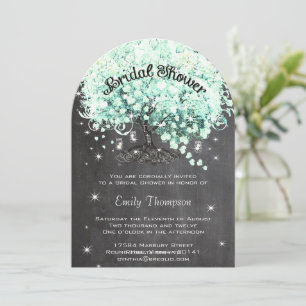 Invitación Ducha de Novia de Tiza de Menta Hoja de Corazón de