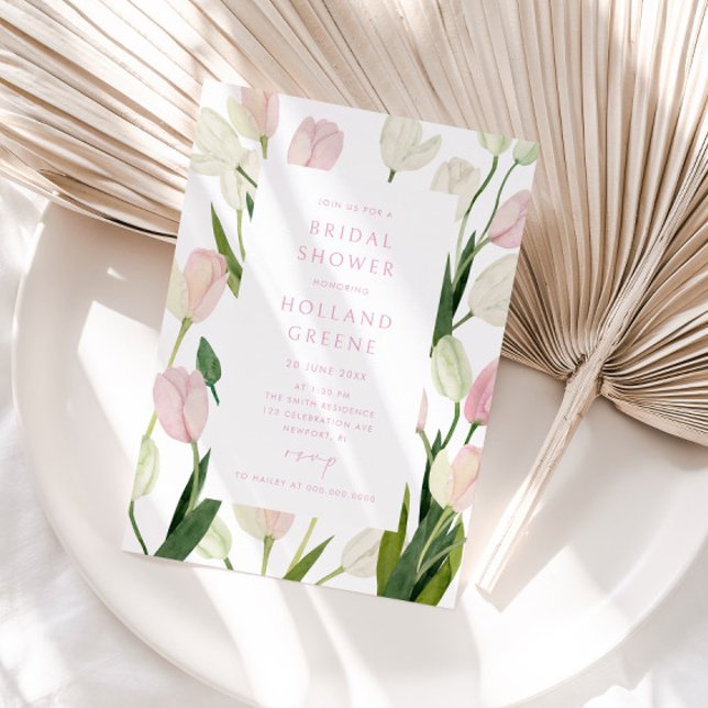 Invitación Ducha de Novia de Tulipán Rosa Suave (Subido por el creador)