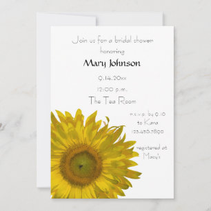 Invitación Ducha de novia de verano de girasol amarillo