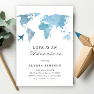 Invitación Ducha de Novia de Viaje El Amor Es Una Aventura