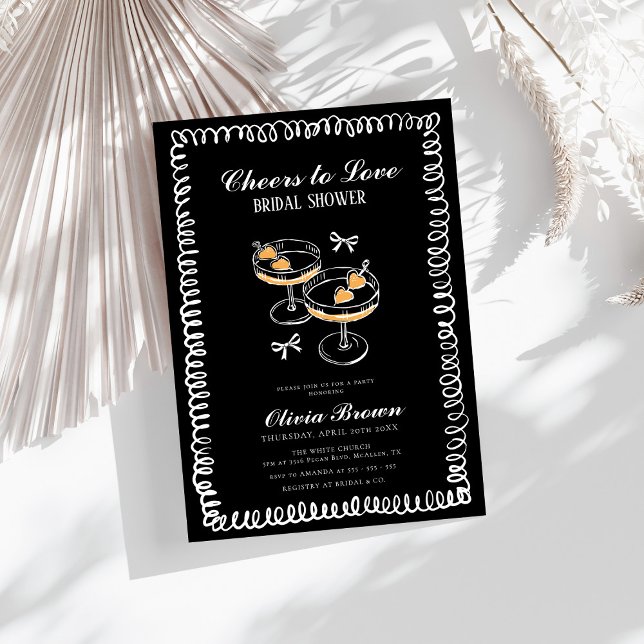 Invitación Ducha de novia de vino blanco y negro (Subido por el creador)