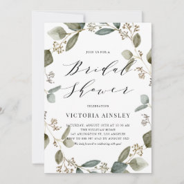 Invitación Ducha de novia de Wreath Wreath Seded Eucalyptus
